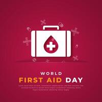 World First Aid Day Paper cut style Vector Design Illustration for Background, Poster, Banner, Advertising, Greeting Card