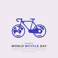 World Bicycle Day Paper cut style Vector Design Illustration for Background, Poster, Banner, Advertising, Greeting Card