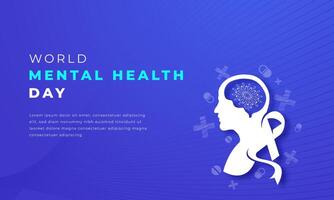 World Mental Health Day Paper cut style Vector Design Illustration for Background, Poster, Banner, Advertising, Greeting Card