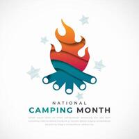 National Camping Month Paper cut style Vector Design Illustration for Background, Poster, Banner, Advertising, Greeting Card