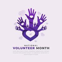 National Volunteer Month Paper cut style Vector Design Illustration for Background, Poster, Banner, Advertising, Greeting Card