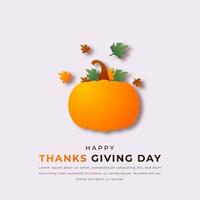 Happy Thanks Giving Day Paper cut style Vector Design Illustration for Background, Poster, Banner, Advertising, Greeting Card