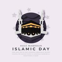 Hajj Mabrour Islamic Day Paper cut style Vector Design Illustration for Background, Poster, Banner, Advertising, Greeting Card