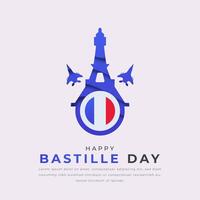 Happy Bastille Day Paper cut style Vector Design Illustration for Background, Poster, Banner, Advertising, Greeting Card