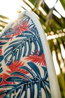 AI generated Tropical Batik Patterns Surfboard photo