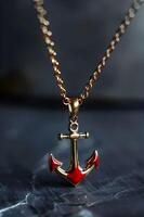 AI generated Anchor Pendant in Navy Blue, Red, and Crisp White photo