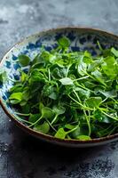 AI generated Vibrant Greens Watercress Salad photo