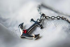 AI generated Anchor Pendant in Navy Blue, Red, and Crisp White photo