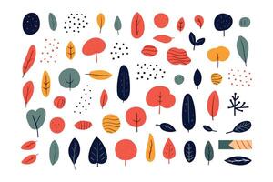 Colorful shapes and organic elements in hand drawn abstract vector illustration