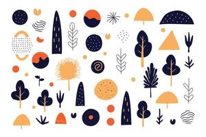 Abstract hand drawn collection of colorful shapes and organic forms vector illustration