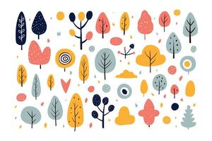 Colorful organic shapes and elements in hand drawn style vector illustration