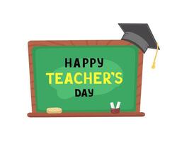 Happy teacher's day on blackboard. Illustration for printing, backgrounds, covers and packaging. Image can be used for greeting card, poster, sticker and textile. Isolated on white background. vector