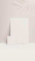 A square beige card mockup with shadow on the wall, offering an empty template for various designs. Ideal for presentations, invitations, or marketing materials. Realistic and modern. Not AI. vector