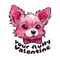 A cute pink Valentine dog wearing a bow tie, exuding joy and cheerfulness. Perfect for cards, posters, or fashion prints, adding a touch of fun and style. Not AI. vector