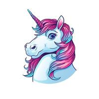 A realistic vector unicorn portrait, isolated on a white background. Perfect for cards or prints, captures the magical essence of fantasy and dreams with its cute and enchanting design. Not AI.