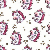 A grumpy unicorn seamless pattern. Cute fantasy background. Adding humor and charm to fantasy designs. Perfect for prints, clothe, wrapping paper. Not AI. vector