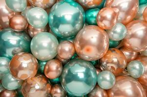 AI generated Pastel and Metallic Harmony Green Balloon Mix on a Dreamy Background photo