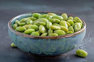 AI generated Edamame Bliss Vibrant Green Bean Bowl photo