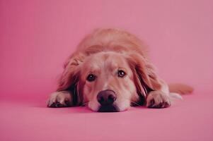 ai generado linda perro en un sencillo y hermosa bandera foto