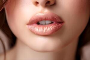 AI generated Natural-Looking Lip Augmentation in Soft Pink photo