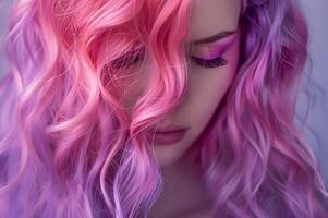 AI generated Mermaid Waves Magic Pink Hairstyle photo