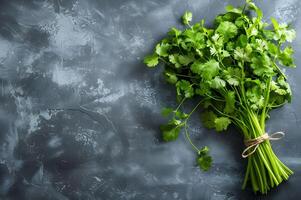 AI generated Cilantro Symphony Fragrant Bunches in Culinary Harmony photo