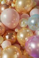 AI generated Chic Celebration Metallic and Pastel Balloons Creating a Vibrant Background photo