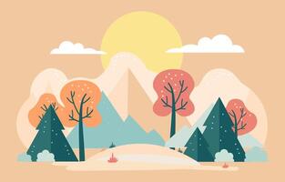 Flat Design Illustration of Nature View in Spring with Trees in the Park vector