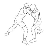 Sketch image of two fighters in a fight, isolated vector