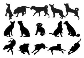 Image of a black dog silhouette in a pose, outline of pet, isolated vector