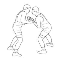 Sketch image of two fighters in a fight, isolated vector