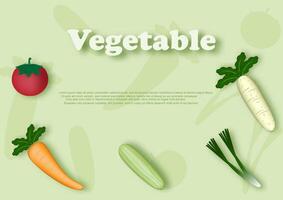 Image of various vegetables and English wording, example texts on green background vector