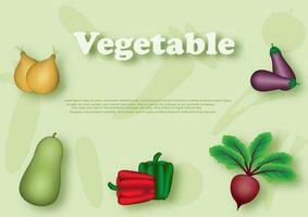 Image of various vegetables and English wording, example texts on green background vector