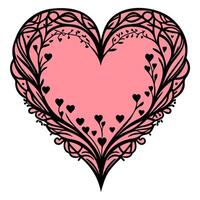 Love heart ornament flower valentine illustration sketch vector