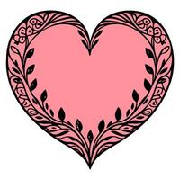 Love heart ornament flower valentine illustration sketch vector