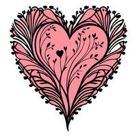 Love heart ornament flower valentine illustration sketch vector