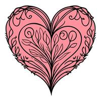 amor corazón ornamento flor enamorado ilustración bosquejo vector