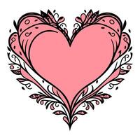 Love heart ornament flower valentine illustration sketch vector