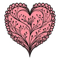 Love heart ornament flower valentine illustration sketch vector