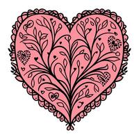 Love heart ornament flower valentine illustration sketch vector