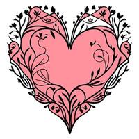 Love heart ornament flower valentine illustration sketch vector