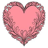 Love heart ornament flower valentine illustration sketch vector