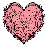 Love heart ornament flower valentine illustration sketch vector