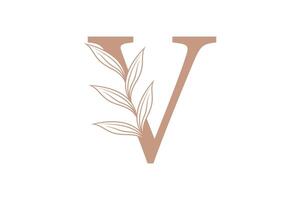 botanical element design with combination letter concept design vector