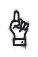 Hand symbol, one finger with Spray graffiti painted in black on white. Hand symbol. isolated on white background. vector illustration