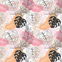 Seamless pattern, jungle, colorful tropical leaves on a white background. Print, background, textile, wallpaper, vector