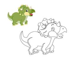 colorante libro para niños, linda bebé dinosaurio. ilustración y bosquejo, vector