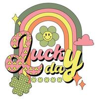 Lucky Day Saint Patrick's Day Statement Typography in Retro Style Illustration vector