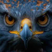 AI generated The eyes of hawk. A macro portrait of an eagle photo