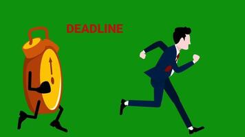 Animation of a worker being chased by a deadline video